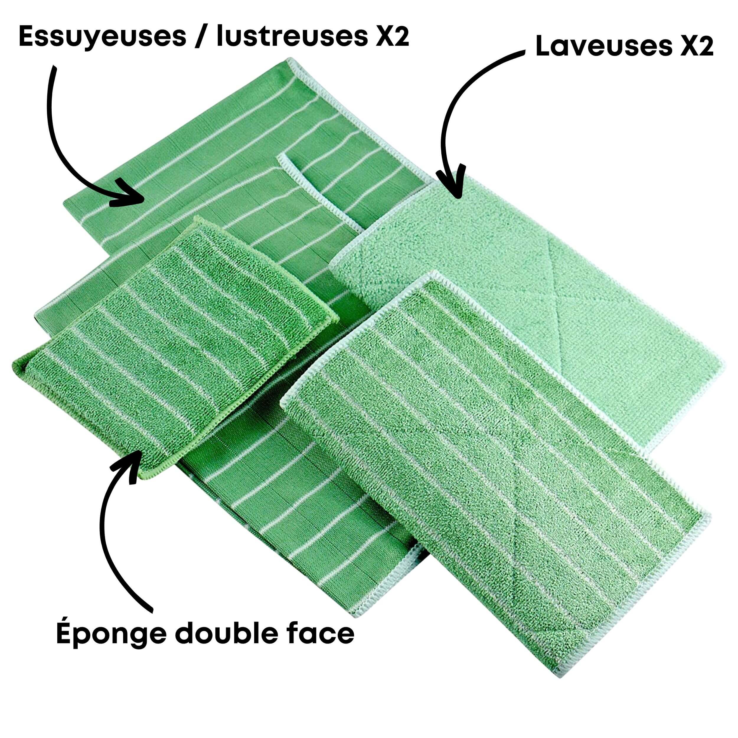 Chiffons Bambou Microfibres Strapure - Set de 5 pièces - Laveuses  Lustreuses Éponge - STRAPURE